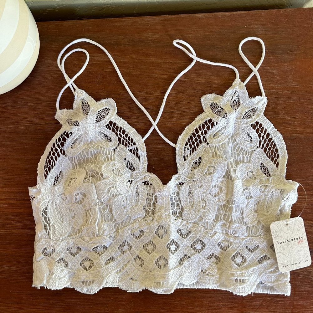 INTIMATELY FP One Free People White Adella Bralette New With Tags Size XS (1391)